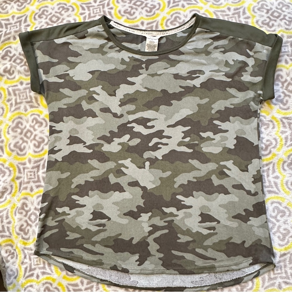 Lucky Brand L women’s camo camouflage soft lounge shirt pajama pjs athleisure
